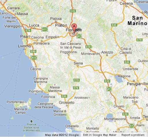 location Florence on Map of Tuscany