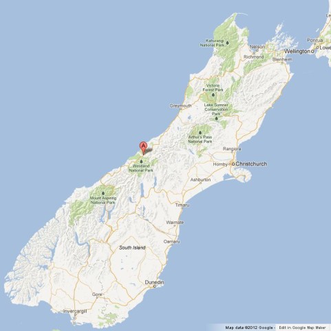 Where is Franz Josef Glacier South island Map NZ
