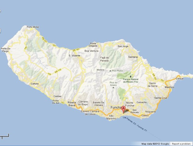location Funchal on Madeira Map