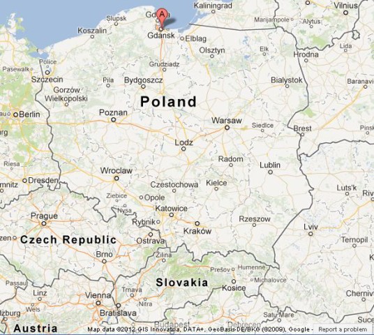 location Gdansk on Map of Poland