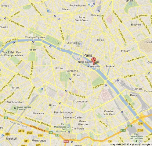 location Ile de St Louis on Paris Map