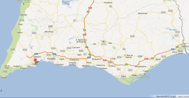 location Lagos on Algarve Map