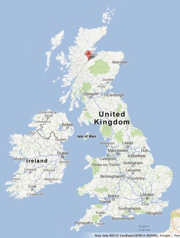 location of Loch Ness on UK Map