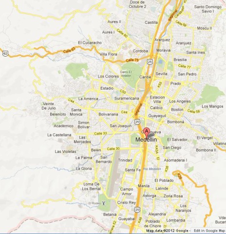 Map of Medellin Colombia