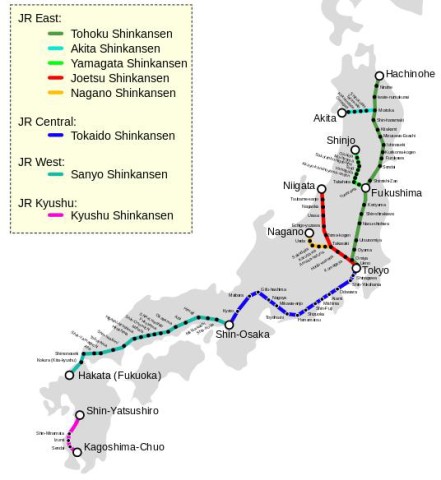 Map of Shinkansen Japan
