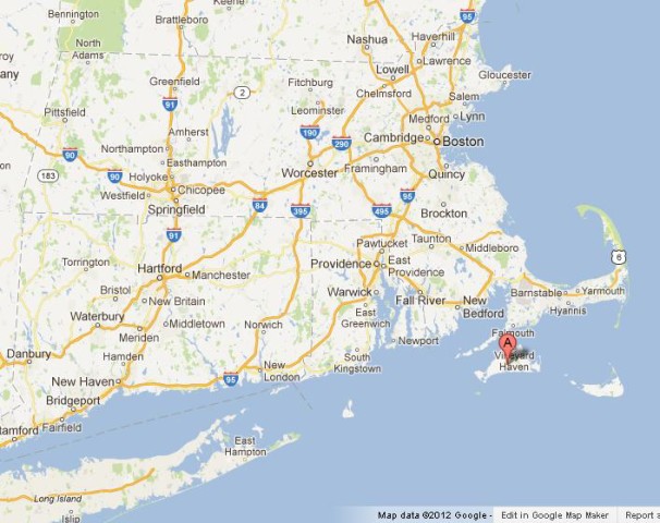location Martha's Vineyard on Massachusetts Map