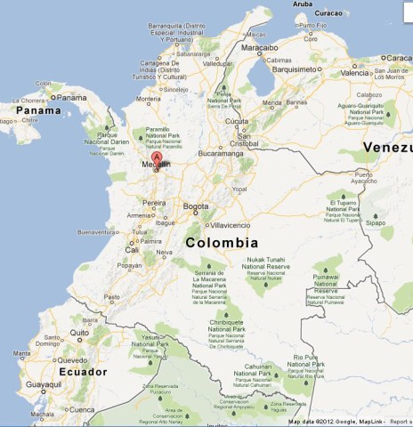 location Medellin on Colombia Map