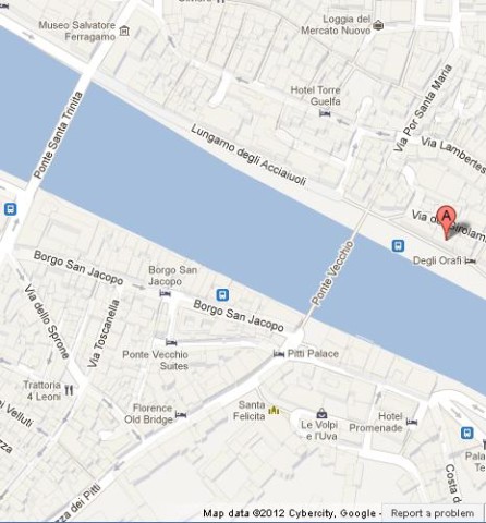 location Ponte Vecchio on Map of Florence