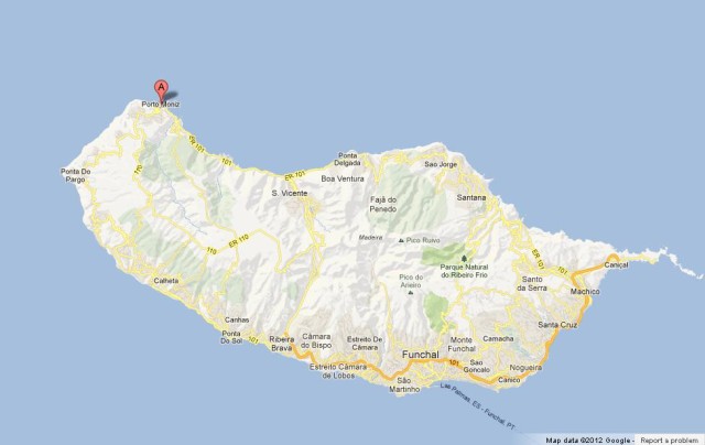 Where is Porto Moniz on Madeira Map