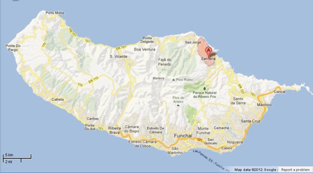 location Santana on Madeira Island Map