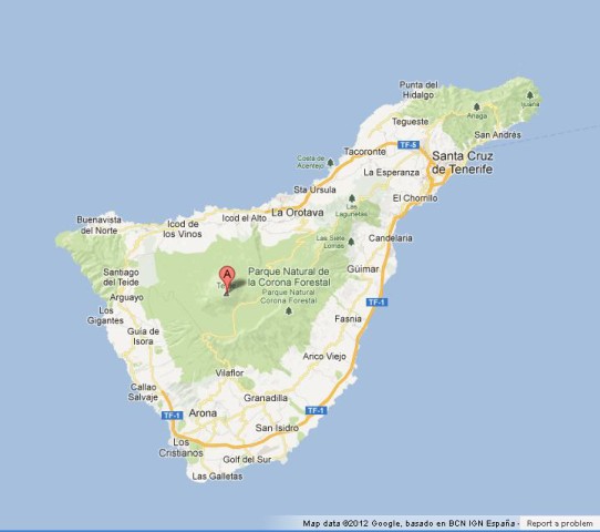 location Teide on Tenerife Map