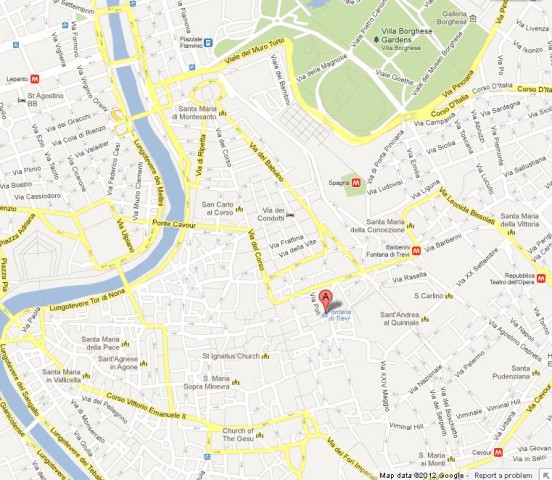 location Trevi Fountain on Map of Rome