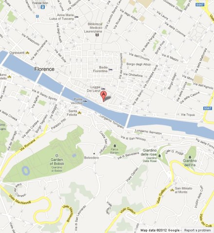 location Uffizi on Map of Florence