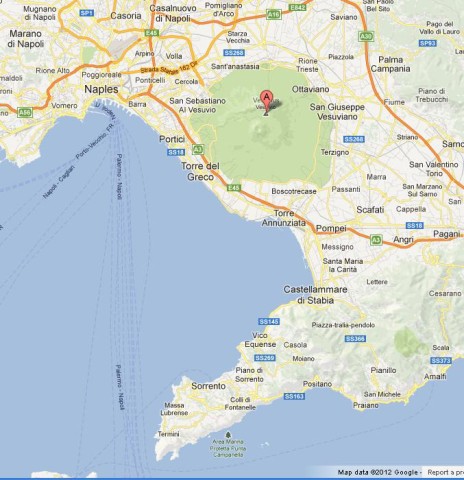 location Vesuvius on Map of Naples