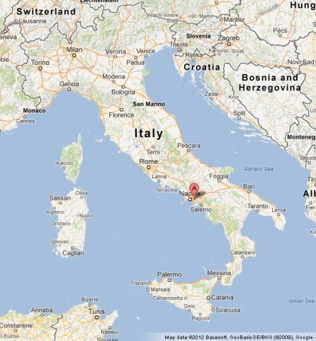 location Vesuvius on map of Italy