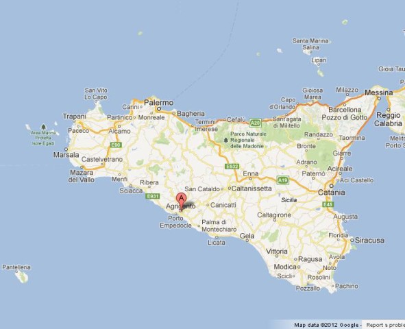 location Agrigento on Sicily Map
