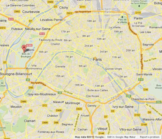 Where is Bois de Boulogne on Paris Map