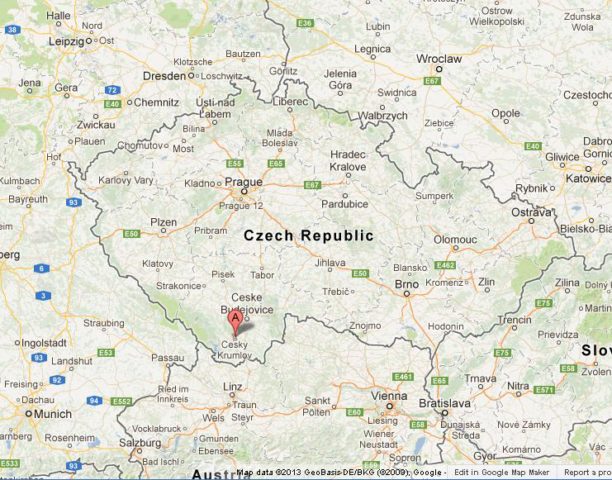 Where is Cesky Krumlov on Czech Republic Map