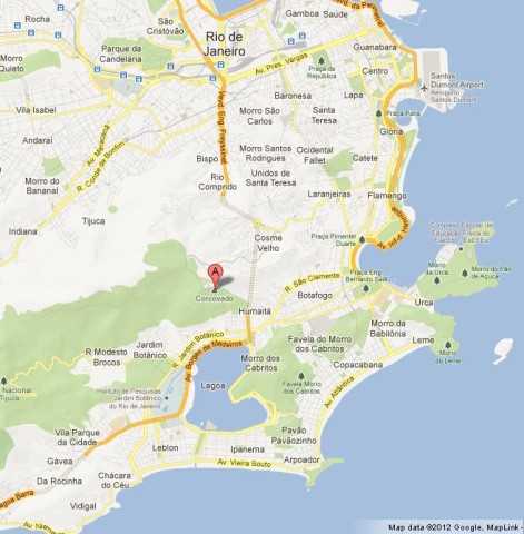 Where is Corcovado on Map of Rio de Janeiro
