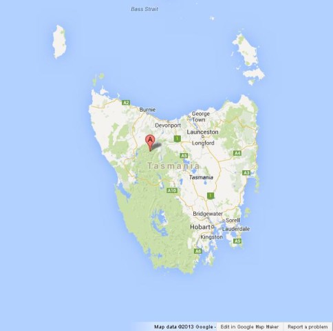 location Cradle Mountain on Map of Tasmania