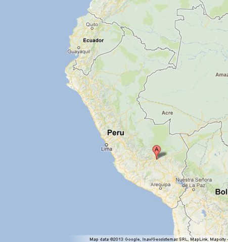 location Cusco on Map of Peru