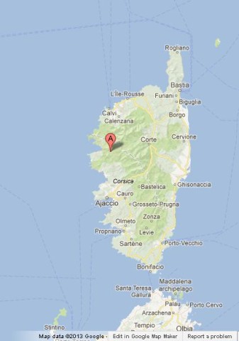 Where is Gorges de Spelunca on Corsica Map