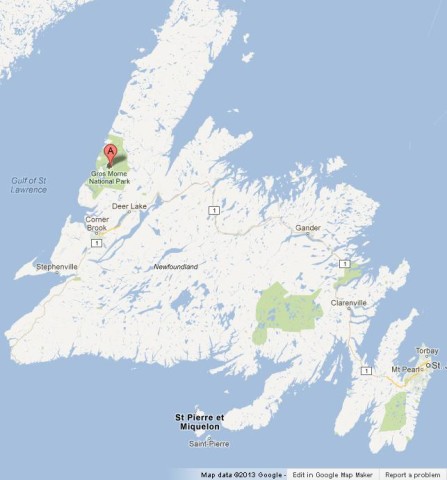 Where is Gros Morne on Map of Newfoundland