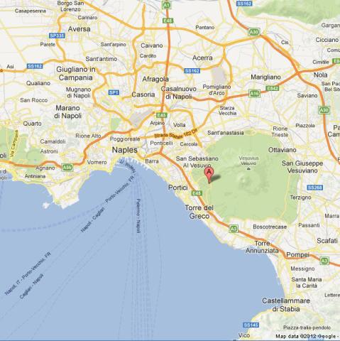 Where is Hercalaneum on Map of Bay of Naples