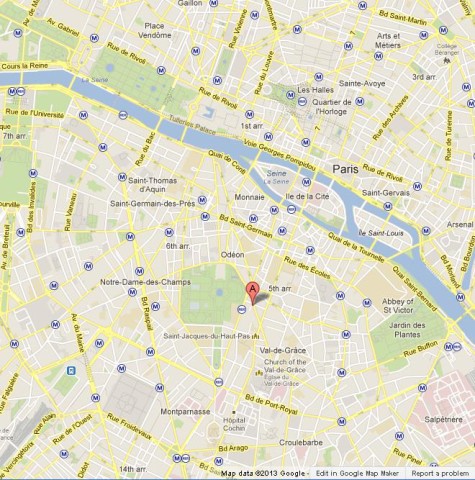location Jardin du Luxembourg on Map of Paris