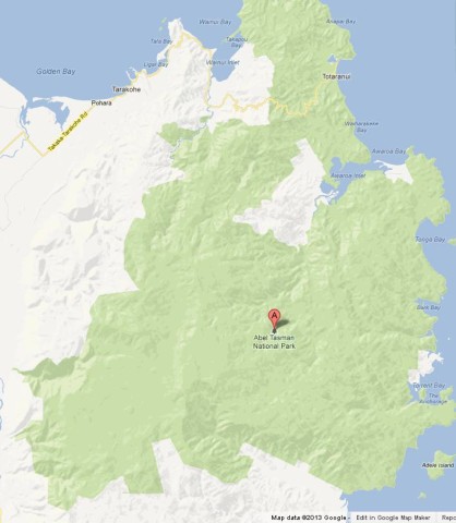 Map of Abel Tasman National Park New Zealand