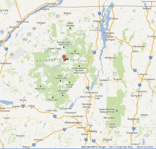 Map of Adirondack State Park USA