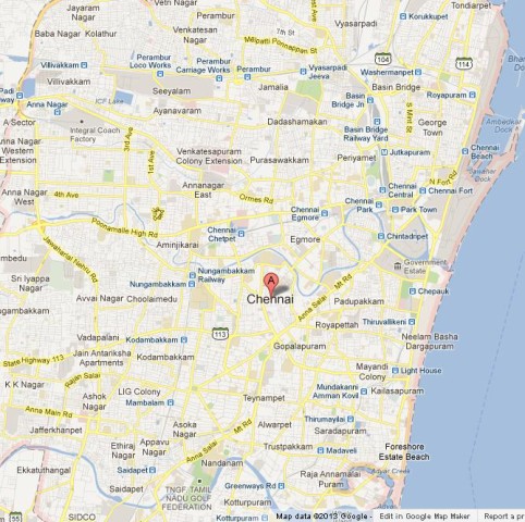 Map of Chennai India