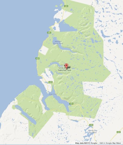 Map of Gros Morne National Park Canada