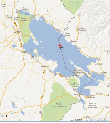 Map of Lake Titicaca Bolivia Peru