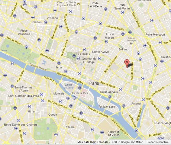 location Musée Picasso on Paris Map
