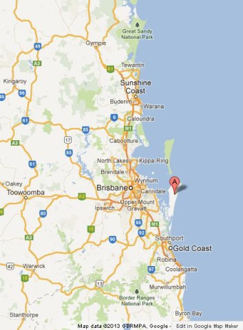 location North Stradbroke Island on Gold Coast and Sunshine Coast Map