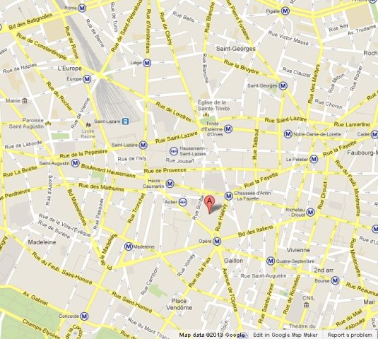 Where is Opera Garnier on Map of Paris