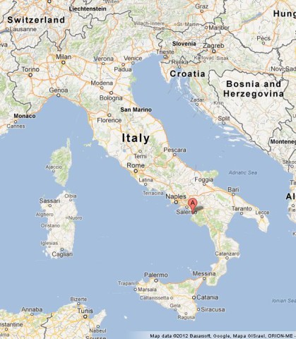 location Paestum on Italy Map