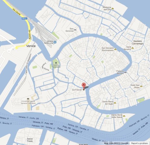 location Palazzo Ca Foscari on Venice Map