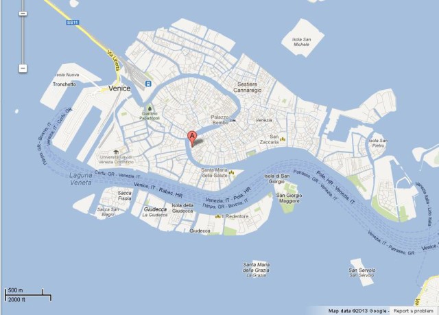 location Palazzo Grassi on Venice Map