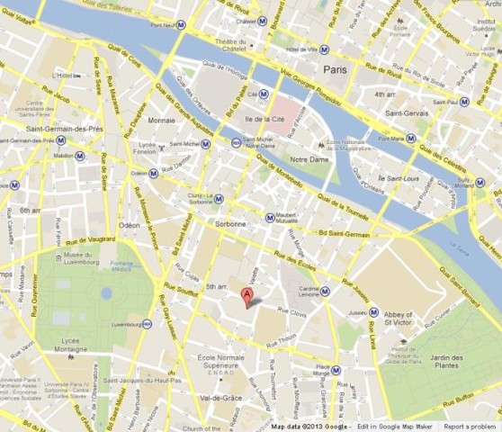 location Pantheon on Paris Map