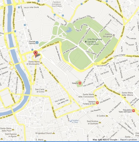 location Pincio on Rome Map