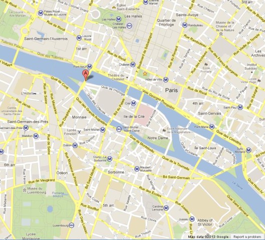 location Pont Neuf on Map of Paris