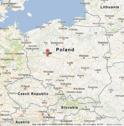 location Poznan on Map of Poland
