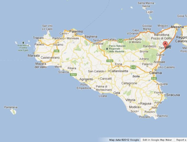 location Taormina on Map of Sicily