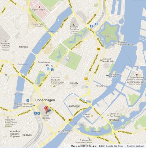 location Tivoli Gardens on Copenhagen Map