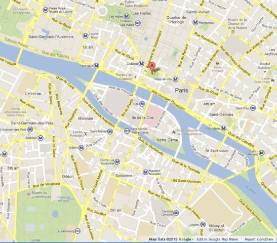 location Tour St Jacques on Map of Paris