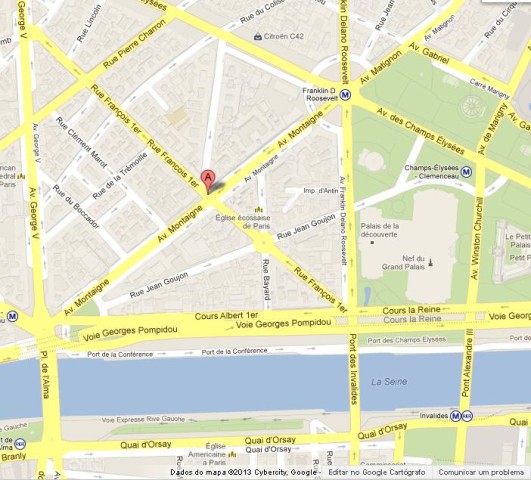 location Avenue Montaigne on Map of Paris