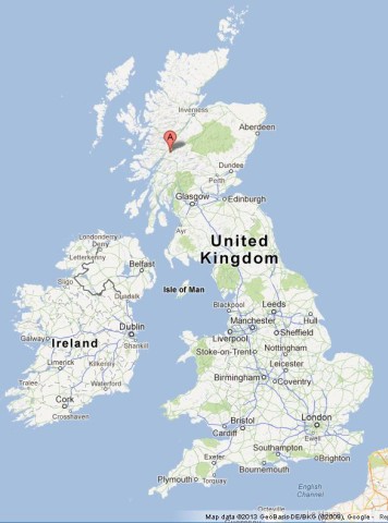 location Ben Nevis on UK Map
