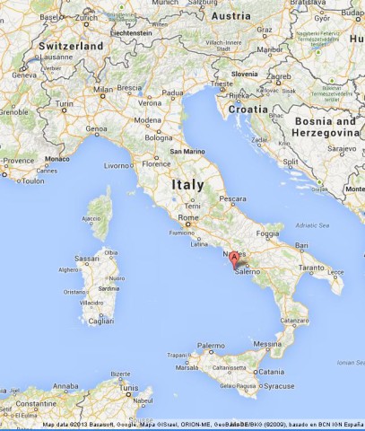 location Capri on Map of Italy